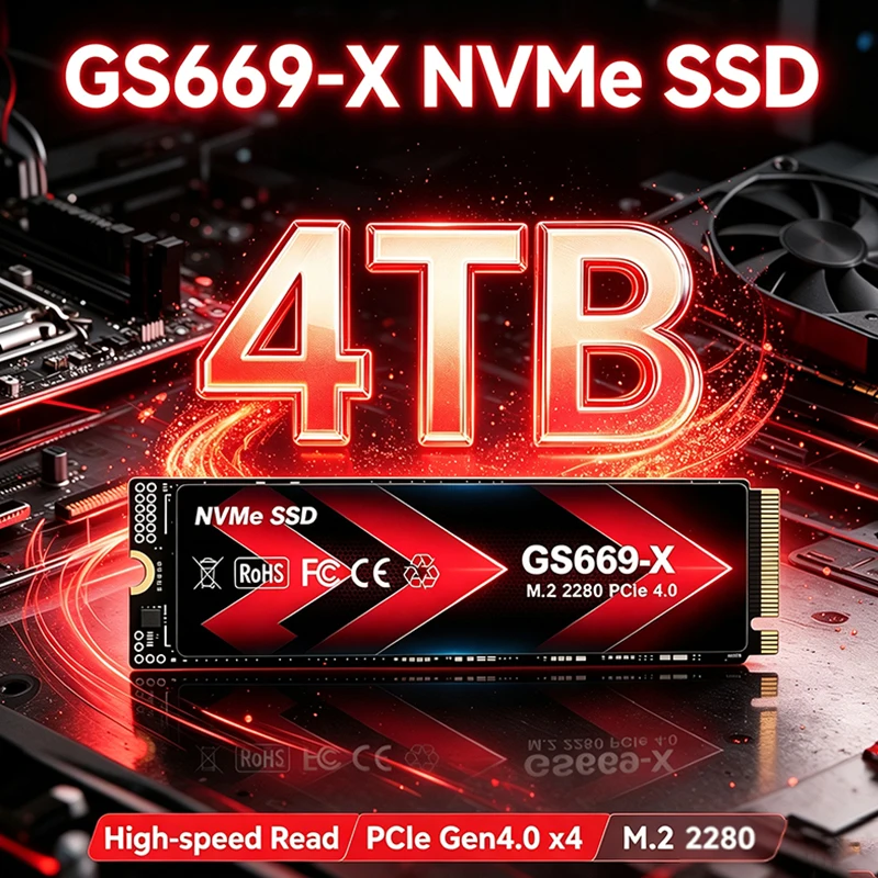 M.2 Nvme 4Tb Pcie 4.0 Ssd - Novo SSD NVMe GS669-X original, formato