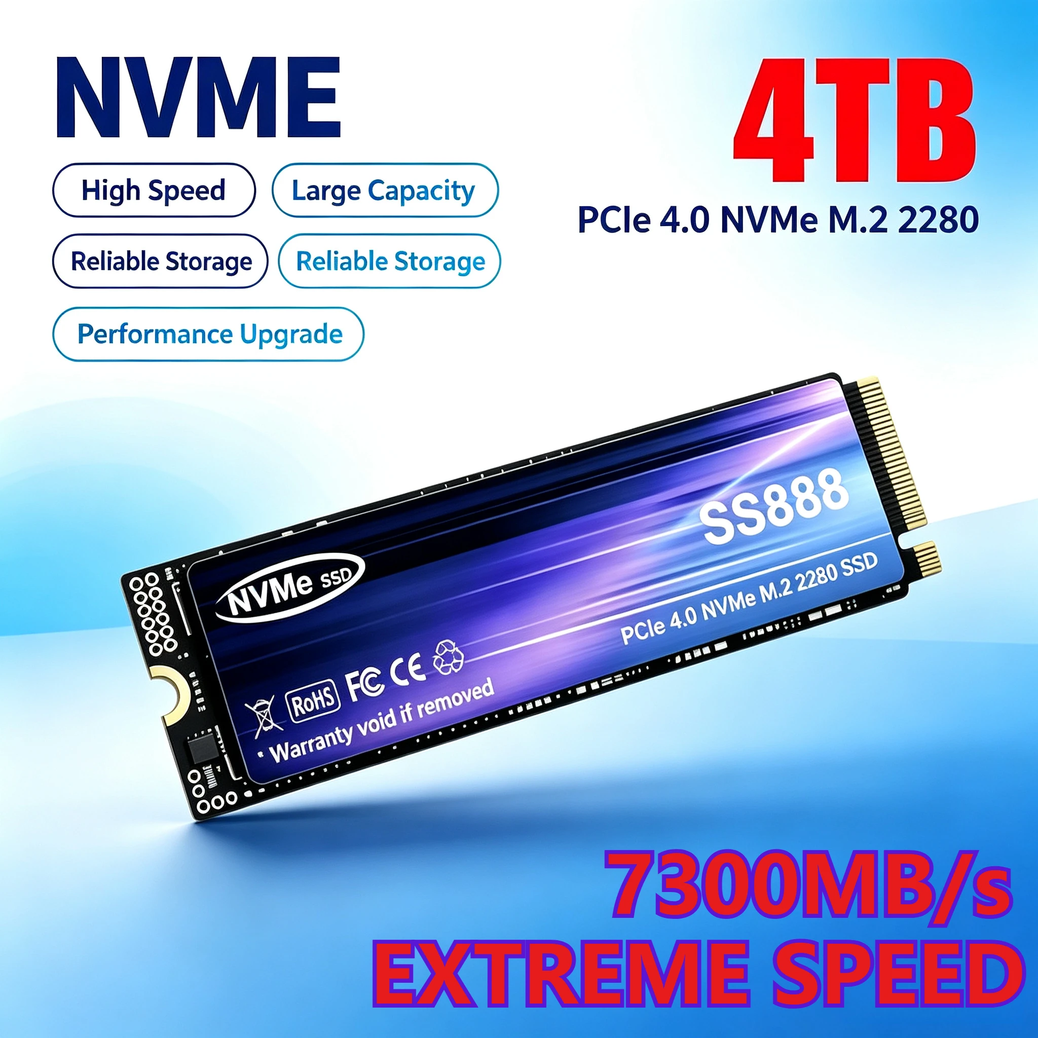 M.2 Nvme 4Tb Pcie 4.0 Ssd - Novo disco rígido SSD M.2 SS888,