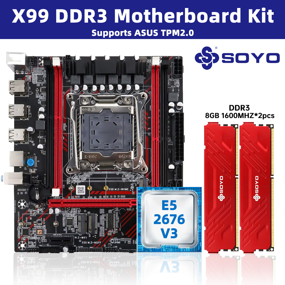 Kit de Placa-Mãe SOYO X99 com  - X99 Dual Cpu Motherboard Combo avaliação e preço